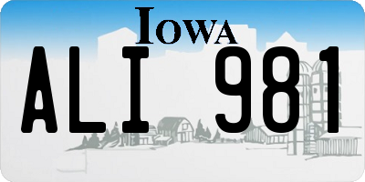 IA license plate ALI981
