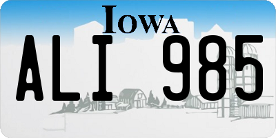 IA license plate ALI985