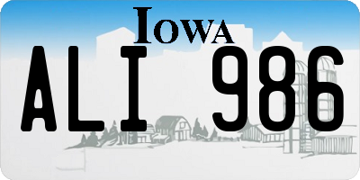 IA license plate ALI986