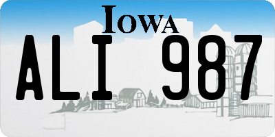 IA license plate ALI987