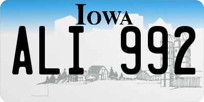 IA license plate ALI992