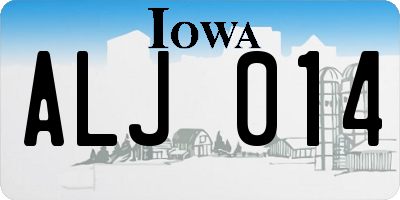 IA license plate ALJ014