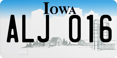 IA license plate ALJ016