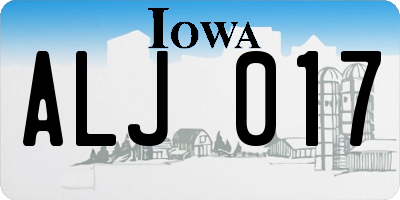 IA license plate ALJ017