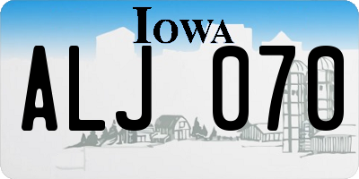 IA license plate ALJ070