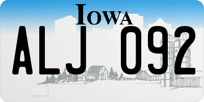 IA license plate ALJ092