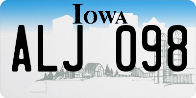 IA license plate ALJ098