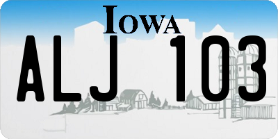 IA license plate ALJ103