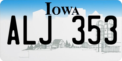 IA license plate ALJ353