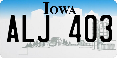 IA license plate ALJ403