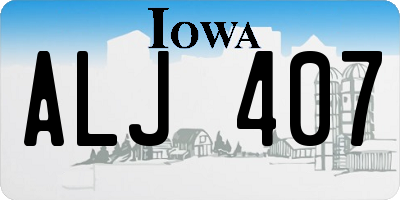 IA license plate ALJ407