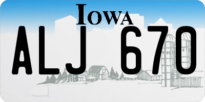 IA license plate ALJ670