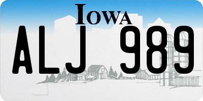 IA license plate ALJ989