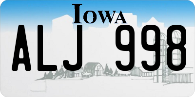 IA license plate ALJ998