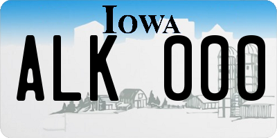 IA license plate ALK000