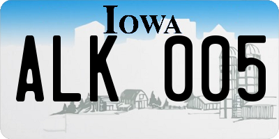 IA license plate ALK005