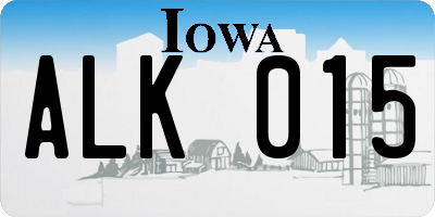 IA license plate ALK015