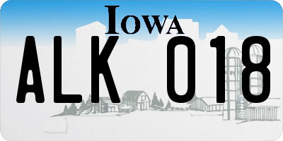 IA license plate ALK018