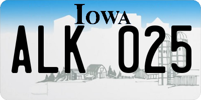 IA license plate ALK025