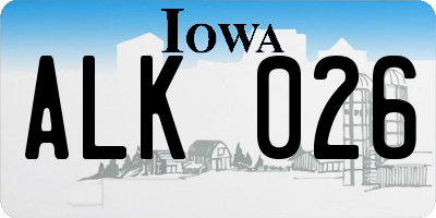 IA license plate ALK026