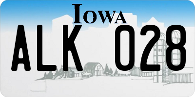 IA license plate ALK028