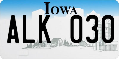 IA license plate ALK030
