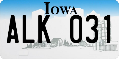 IA license plate ALK031
