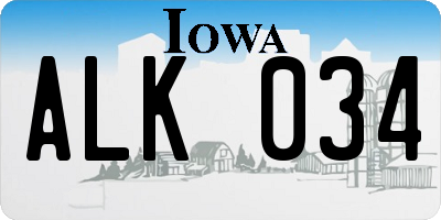 IA license plate ALK034