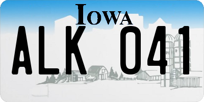 IA license plate ALK041