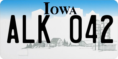 IA license plate ALK042
