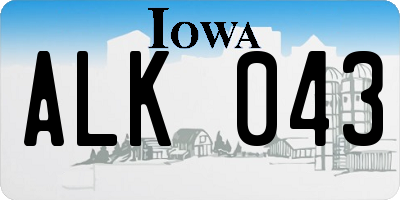 IA license plate ALK043