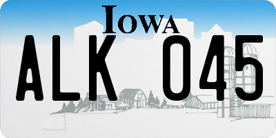 IA license plate ALK045