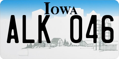 IA license plate ALK046