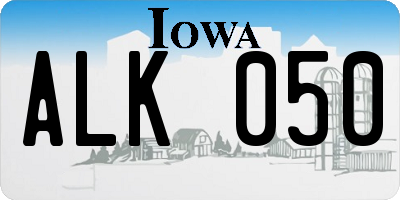 IA license plate ALK050