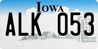 IA license plate ALK053