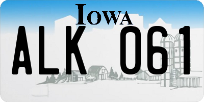IA license plate ALK061
