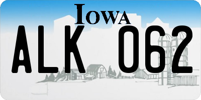 IA license plate ALK062