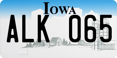 IA license plate ALK065