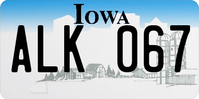 IA license plate ALK067