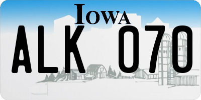 IA license plate ALK070
