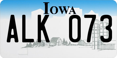 IA license plate ALK073