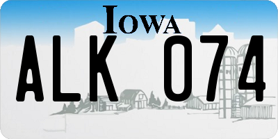 IA license plate ALK074