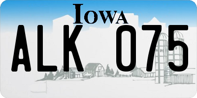 IA license plate ALK075