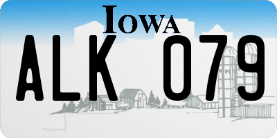 IA license plate ALK079
