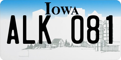 IA license plate ALK081