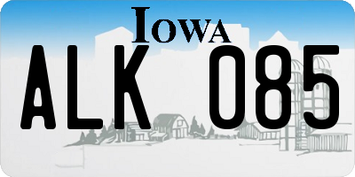 IA license plate ALK085
