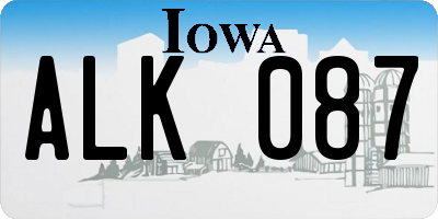 IA license plate ALK087