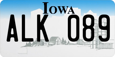 IA license plate ALK089