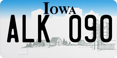 IA license plate ALK090