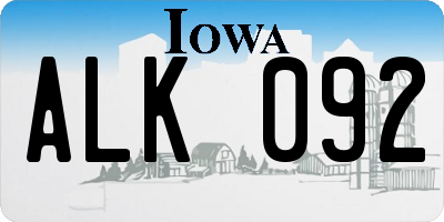IA license plate ALK092